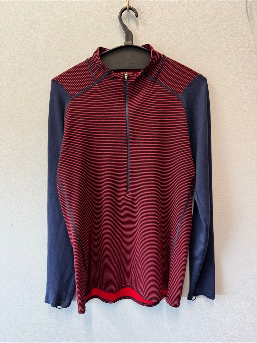 Patagonia Men’s Capilene 2 Lightweight Base Layer Quarter Zip Striped Red L